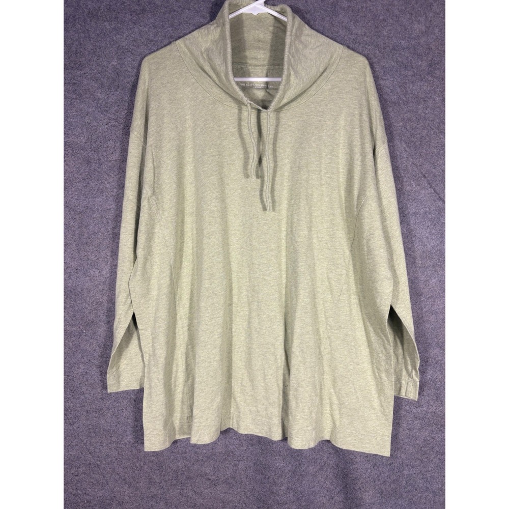 Pure Jill Cowl Neck Seamed Tunic Top Sage Green Heathered Cotton Modal XL‎
